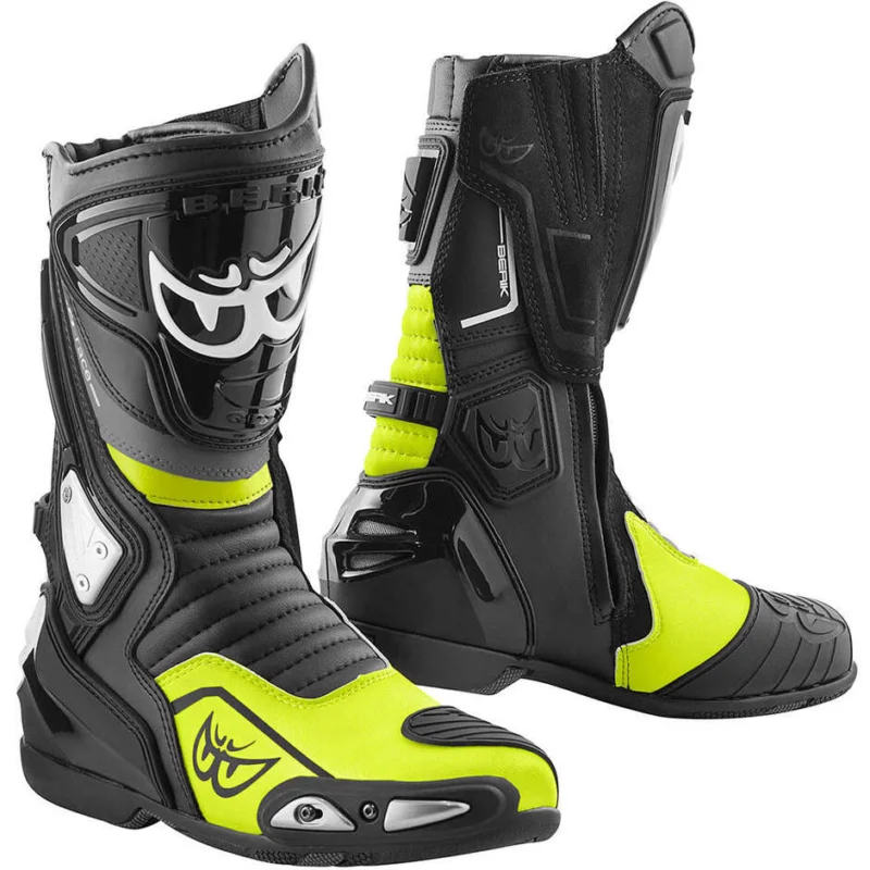 Berik Donington 1563-BK Black Yellow Fluo Racing Motorcycle Boots Bestseller