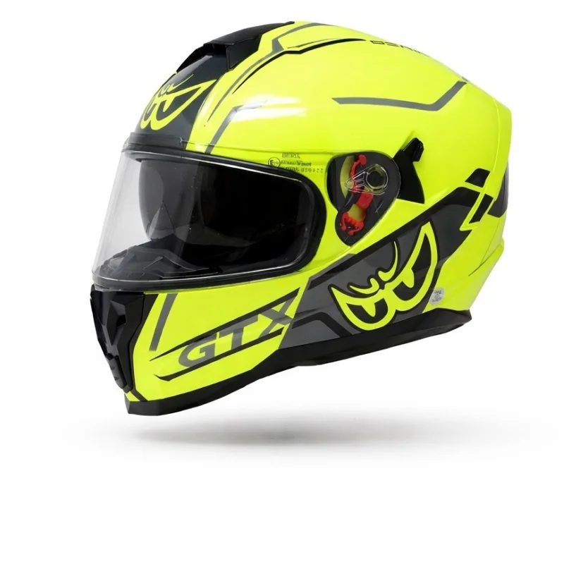 Berik FF869 GTX Double Visor Full Face Motorcycle Helmet, Fluorescent Yellow, Silver Di Tendenza