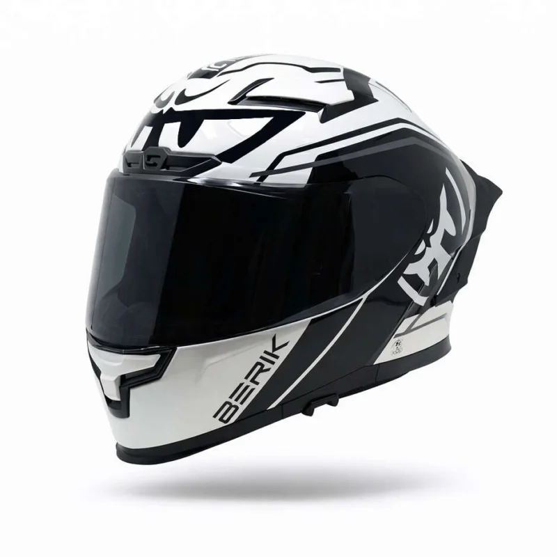 Occasione Imperdibile Berik FF871 Racing Full Face Motorcycle Helmet Black White