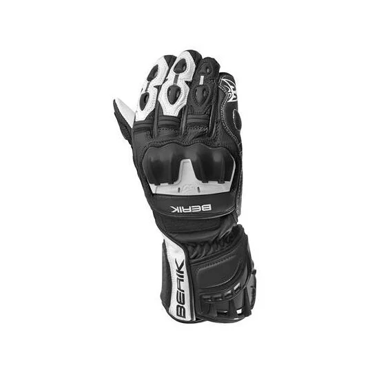 Berik G-195109-BK Leather Motorcycle Gloves Black Black White A Buon Prezzo