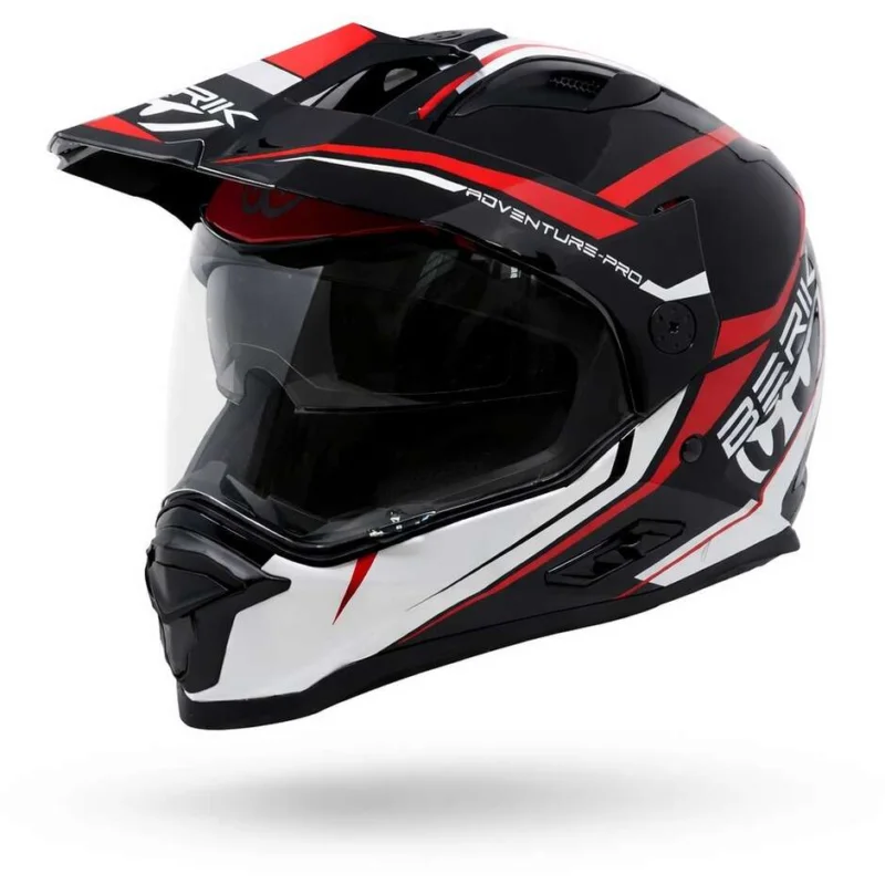 Scelto Dai Clienti Berik MX313 Adventure Pro Double Visor Motorcycle Helmet Black Red