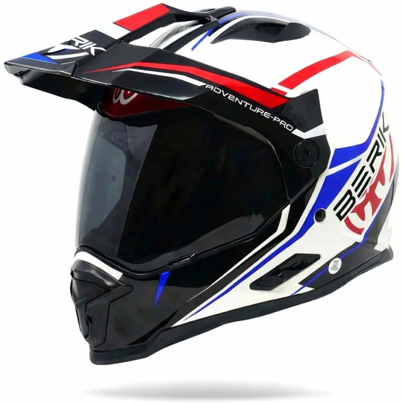 Berik MX313 Adventure Pro Double Visor Motorcycle Helmet White Red Blue A Buon Prezzo