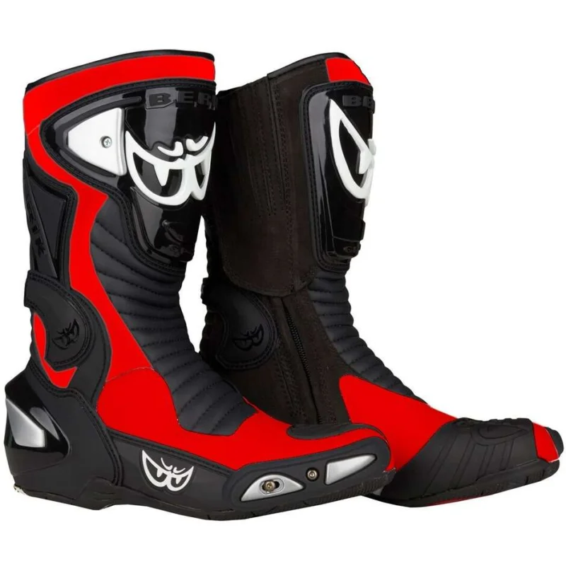 Economico Berik Race- X Evo 1289-BK Black Red Fluo Racing Motorcycle Boots