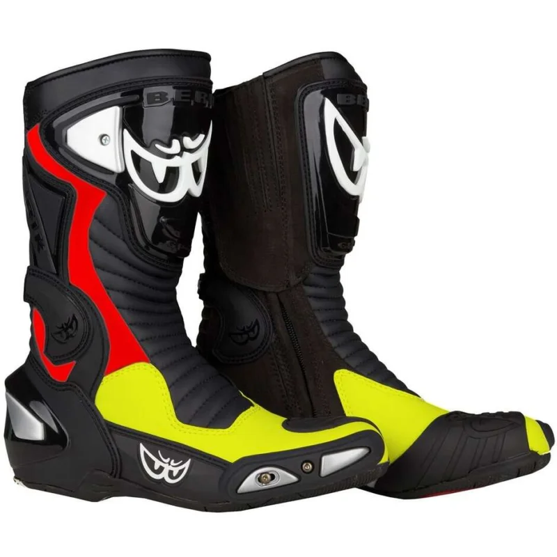 Berik Race- X Evo 1289-BK Racing Motorcycle Boots Black Red Yellow Fluorescent Nuovo Arrivo