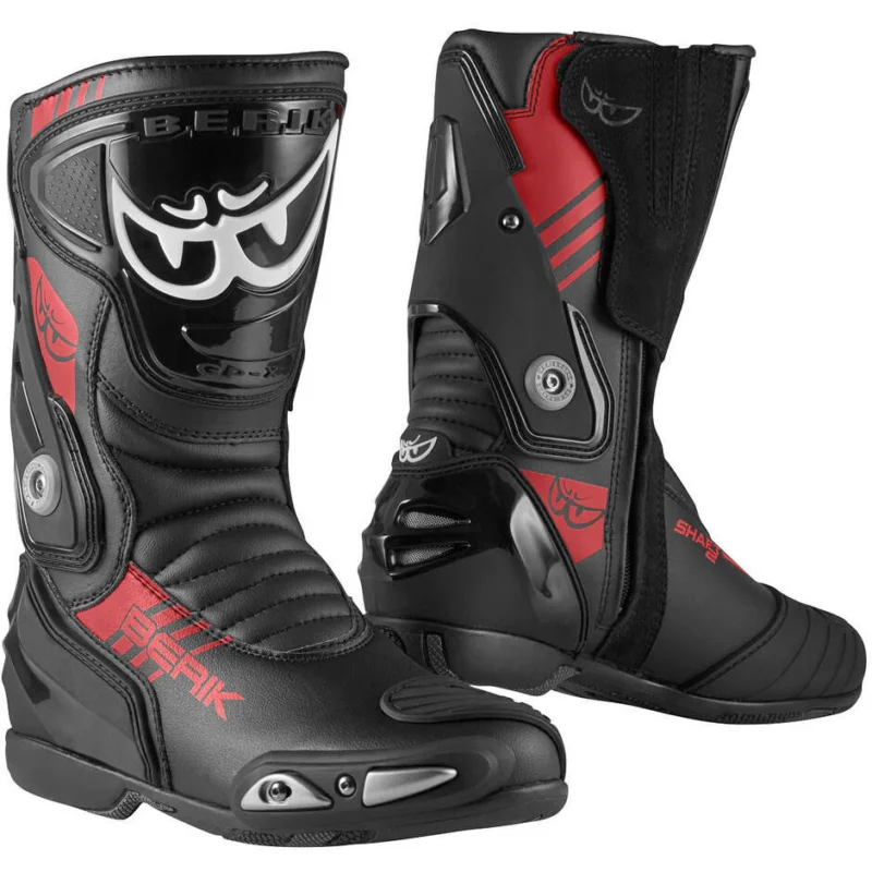 Berik SHAFT 3.0 1448-BK Black Red Fluo Racing Motorcycle Boots Scelto Dai Clienti