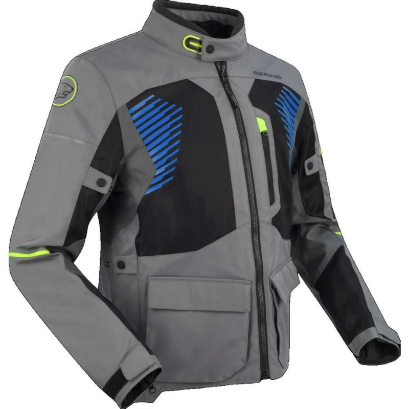 Bering BAKUNDU Motorcycle Jacket Grey Black Blue Prezzo Scontato
