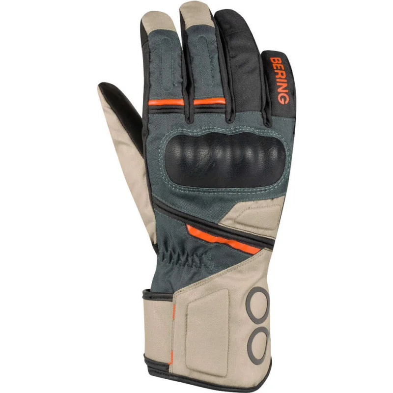 Bering LADY SIBERIA Women's Motorcycle Gloves Beige Grey Orange Offerta Lampo