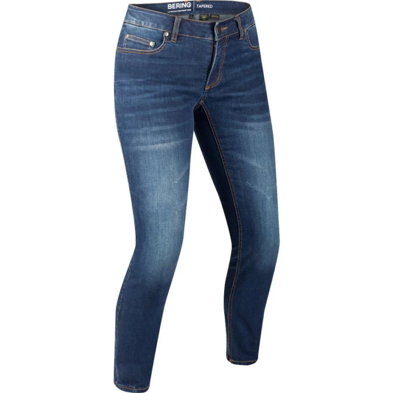 Bering LADY TRUST Tapered Blue Washed Women's Motorcycle Pants Spedizione Gratuita