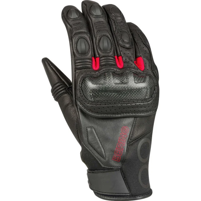 Bering RADIAL Motorcycle Gloves Black Red Prezzo Di Fabbrica