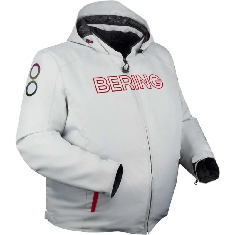 Popolare Bering WARWICK King Size Motorcycle Jacket Light Grey Red