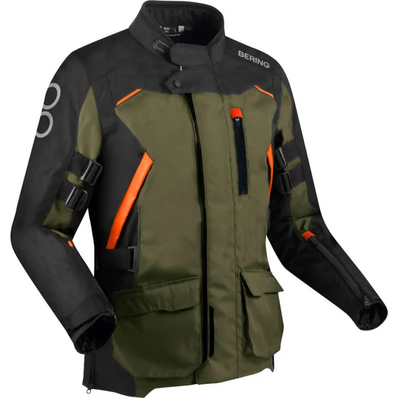 Bering ZEPHYR Motorcycle Jacket Black Khaki Orange Spedizione Gratuita