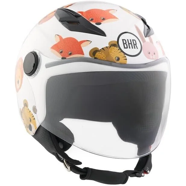 Prezzo Basso BHR 838 CHILDREN Animals White Jet Motorcycle Helmet