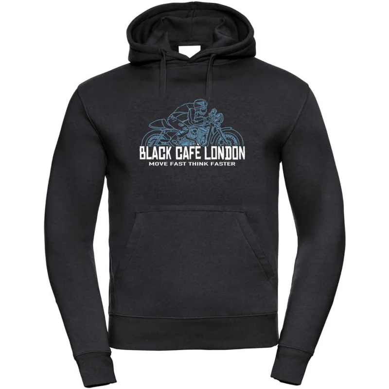 Esclusivo Black Cafe London 2.0 Sweatshirt With Black Blue Printed Hood