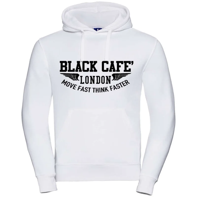 Must-Have Black Cafe London 2.0 Sweatshirt With Black White Printed Hood