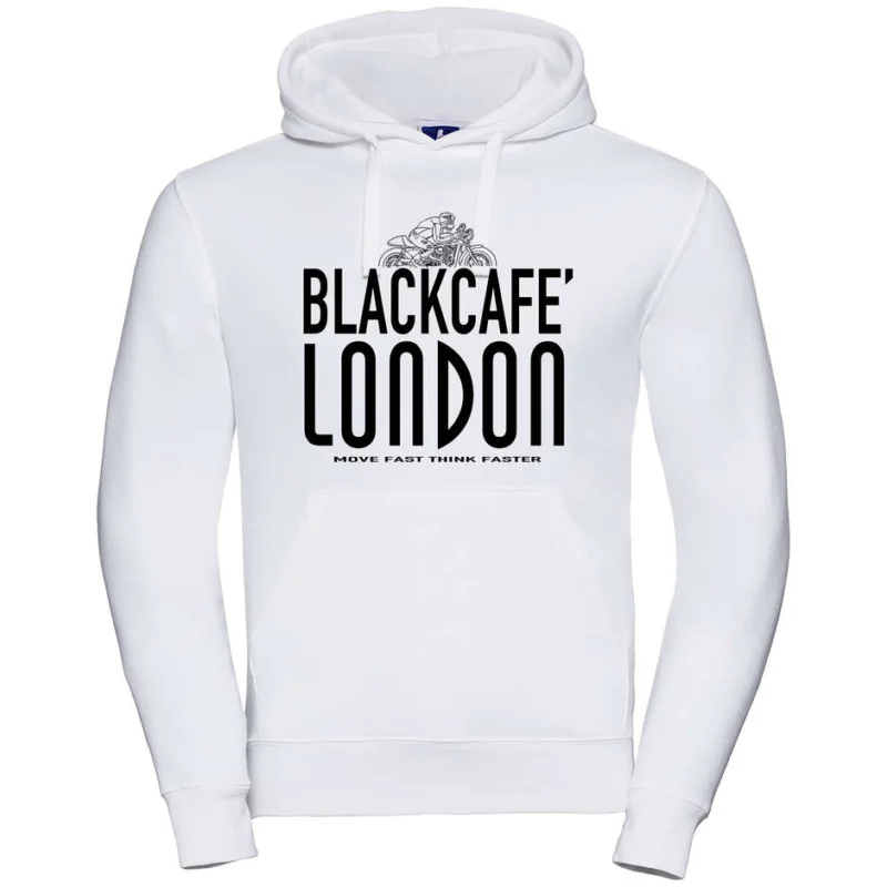 Black Cafe London 2.0 Sweatshirt With Black White Printed Hood Acquista Ora