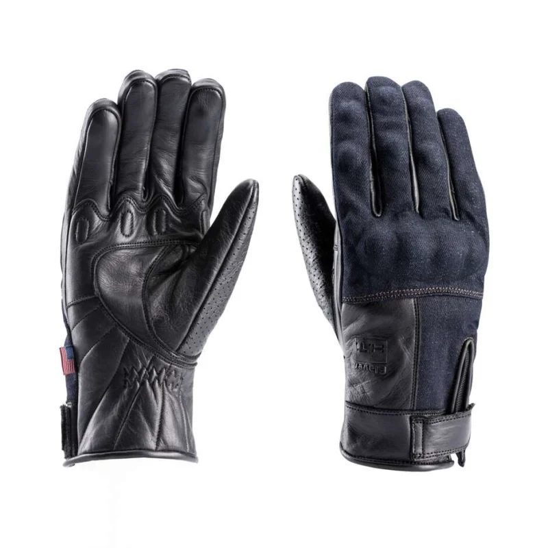 Più Venduto Blauer Combo Denim Black Leather Motorcycle Gloves