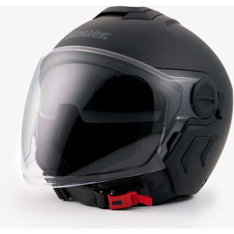 Promozione Esclusiva Blauer Double Visor Jet Motorcycle Helmet DJ-01 Mono Matt Black