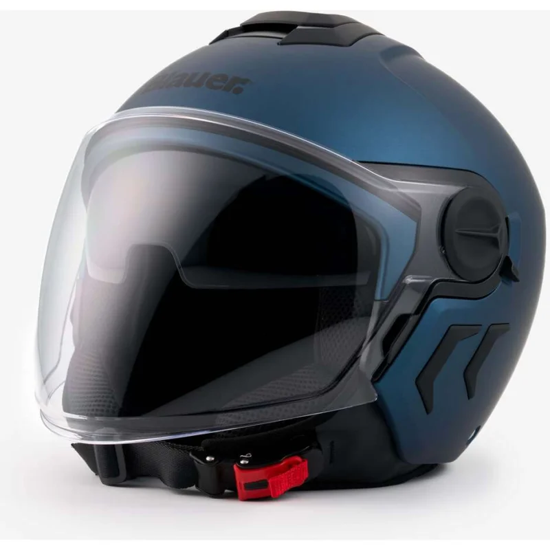 Economico Blauer Double Visor Jet Motorcycle Helmet DJ-01 Mono Matt Blue