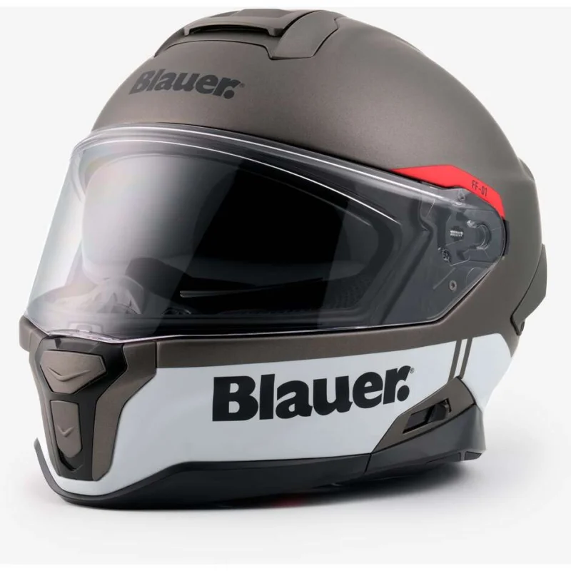 Blauer FF01 Full Face Motorcycle Helmet in Double Fiber Visor H80 Anthracite White Nuovo Arrivo