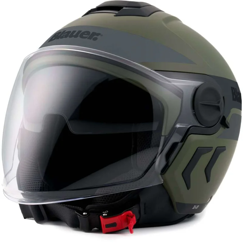Blauer Jet Motorcycle Helmet Double Visor DJ-01 Graphic B Green Black Matt Saldi