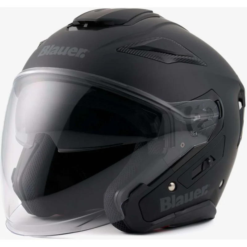 Reso Gratuito Blauer JJ01 Jet Motorcycle Helmet Double Single Visor Matt Black