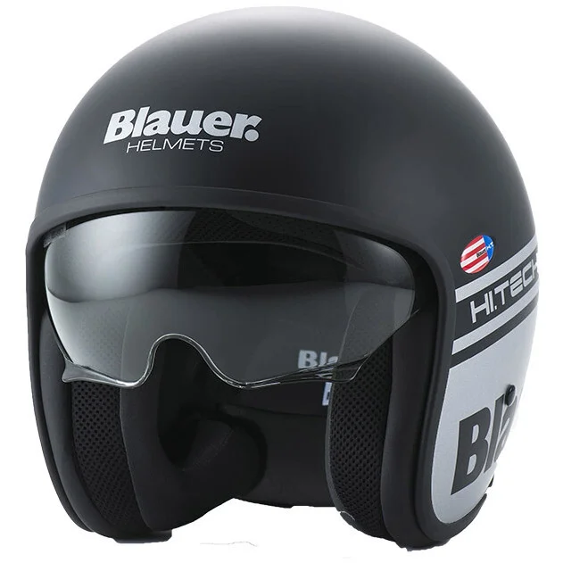 Compra Adesso Blauer Pilot 1.1 06 HT Vintage Jet Motorcycle Helmet, Matt Black