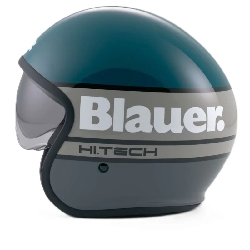 Blauer Pilot 4.0 Jet Motorcycle Helmet, Glossy Titanium Teal Popolare