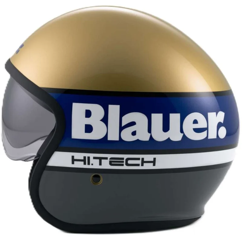 Compra Adesso Blauer Pilot 4.0 Jet Motorcycle Helmet Gold Blue Grey