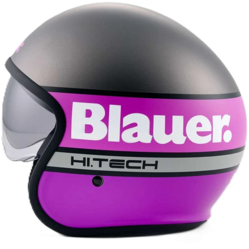 Blauer Pilot 4.0 Jet Motorcycle Helmet, Matt Fuchsia Titanium Nuovo Arrivo