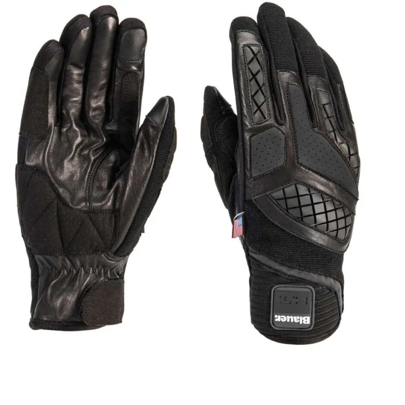Promozione Blauer Summer Motorcycle Gloves In black leather and Urban Sport fabric