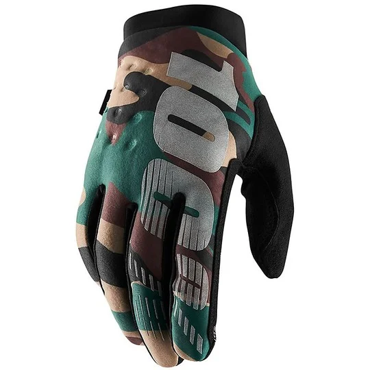 BRISKER Cross Enduro 100% Motorcycle Gloves Black Camo Prezzo Ridotto