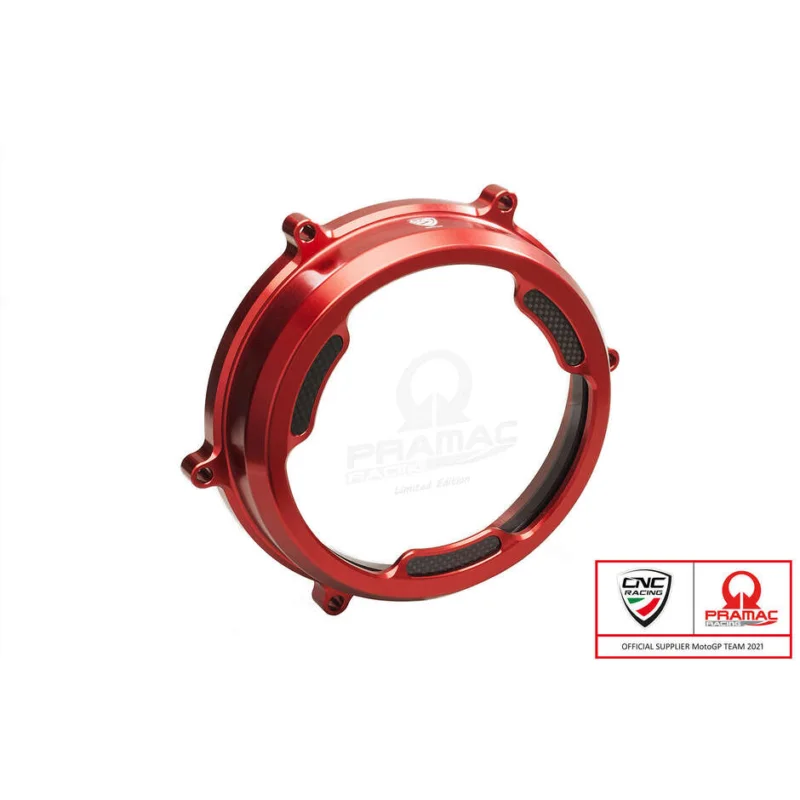 CA201 Transparent Carter with Carbon Inserts for Oil Clutch Ducati Panigale Pramac Racing Lim. Ed. CNC Racing Red Occasione