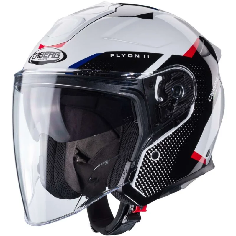 Promozione Caberg FLYON II BOSS Jet Motorcycle Helmet White Red Blue