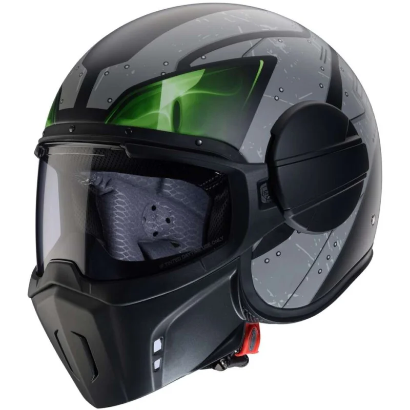 Caberg GHOST X VYRUS Jet Motorcycle Helmet Matt Black Grey Green Fluo Prezzo Di Fabbrica