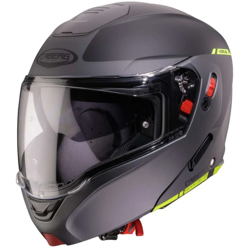 Offerta Del Giorno Caberg HORUS X RAY P/J Approved Modular Motorcycle Helmet Matt Black Grey Fluorescent Yellow