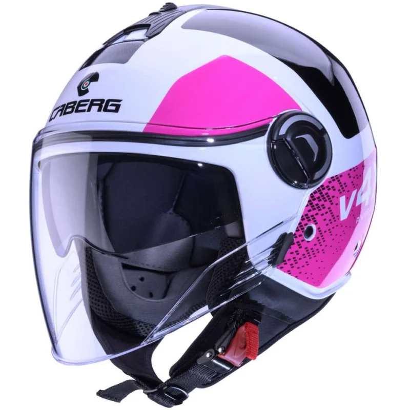 Caberg RIVIERA V4X ALPHA Jet Motorcycle Helmet White Pink Black Compra Oggi Stesso