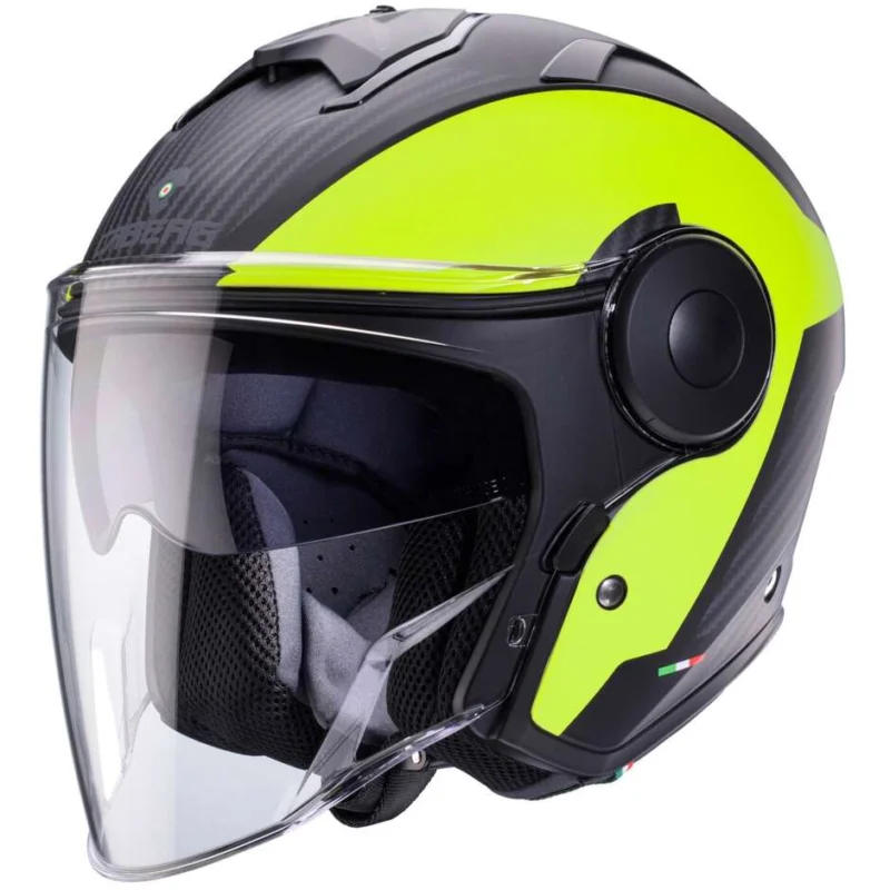 Caberg SOHO MILANO Jet Motorcycle Helmet Matt Black Fluo Yellow Sconto