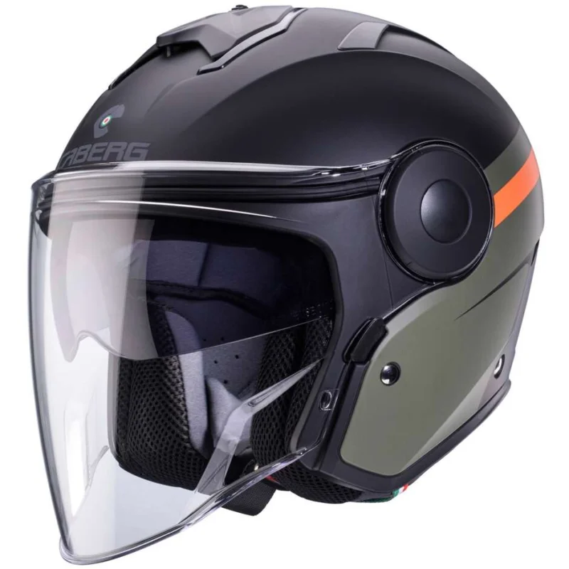 Caberg SOHO ZEPHYR Jet Motorcycle Helmet Matt Black Military Green Orange Subito Disponibile
