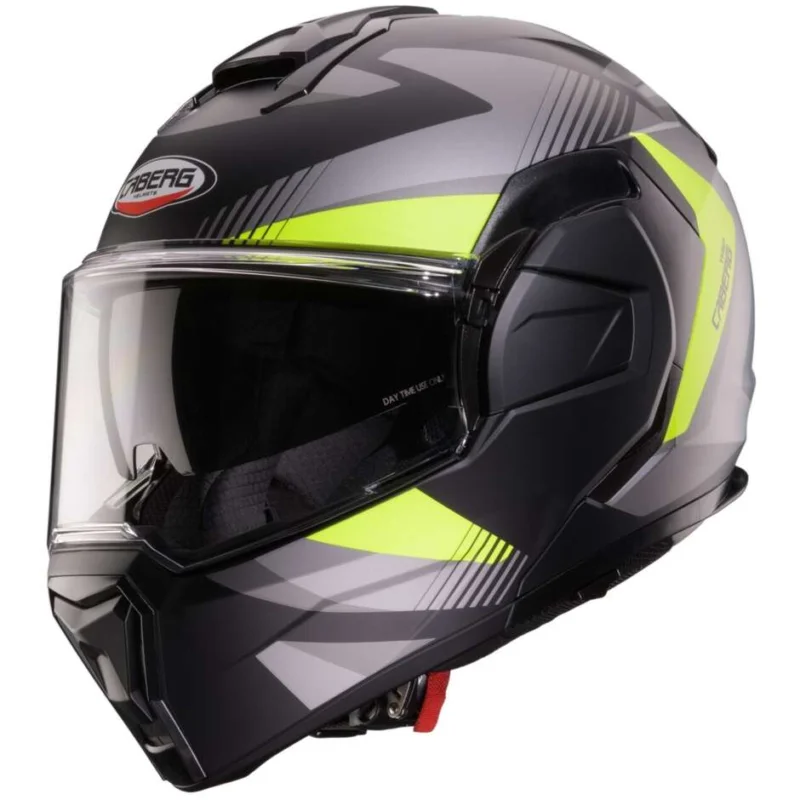Caberg TRIP LUNAR Modular Motorcycle Helmet P/J Matt Black Grey Fluorescent Yellow Popolare