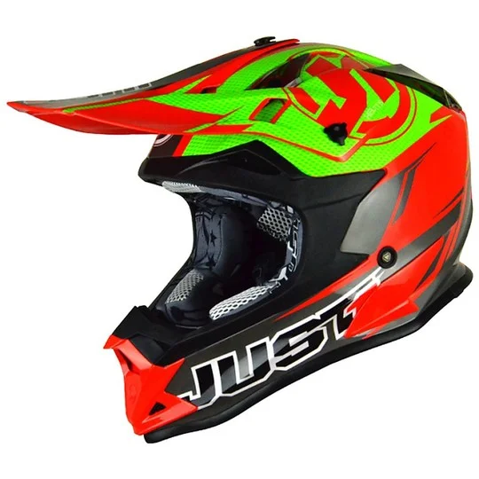 Casco Moto Cross Enduro Just 1 J32 Pro Rave Red Lime Matte Bestseller
