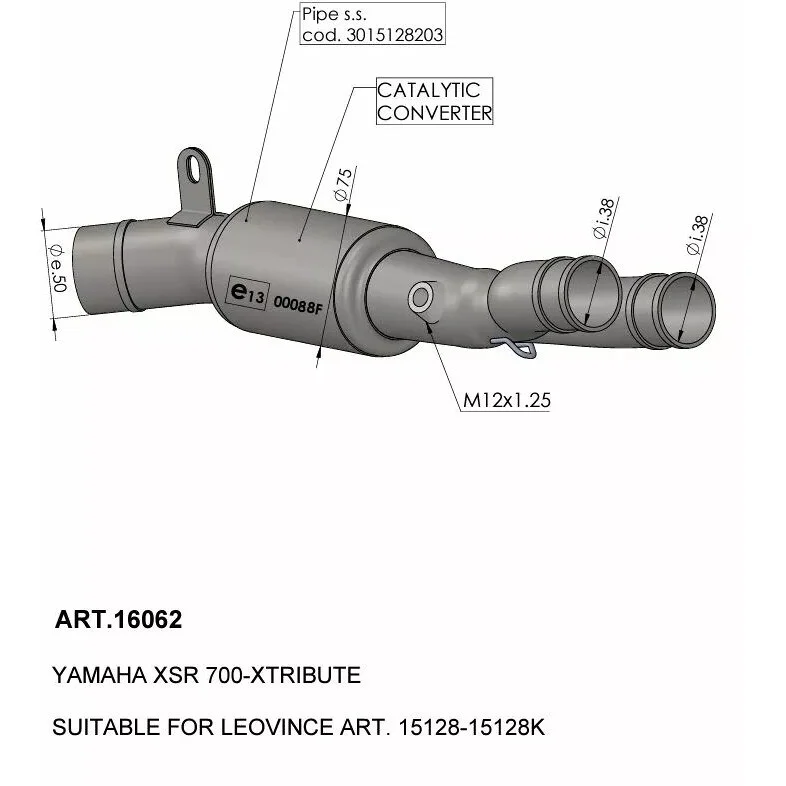 Catalytic Converter Manifold Leovince 16062 Specific For YAMAHA XSR700 (21-24) Novità