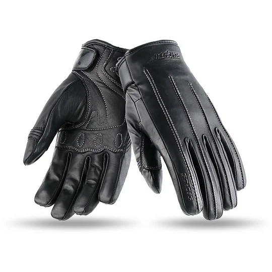 Certified Custom Ladies Leather Motorcycle Gloves Seventy SD-C35 Black Offerta Speciale