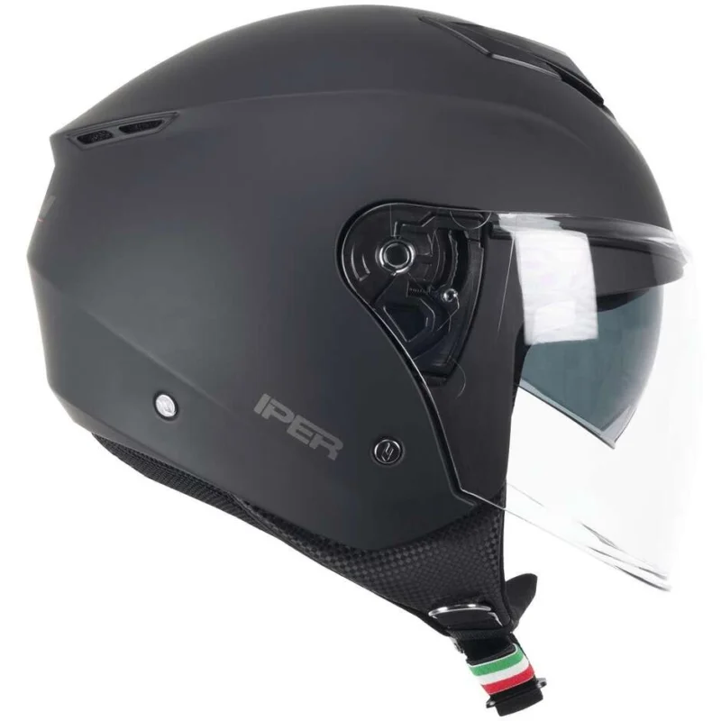 CGM 126A IPER MONO Jet Motorcycle Helmet Matt Black Spedizione Espresso