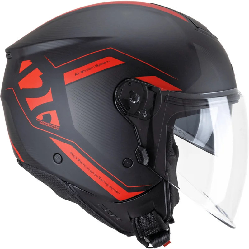Esclusivo CGM 126G IPE CITY Jet Motorcycle Helmet, Matte Black/Red