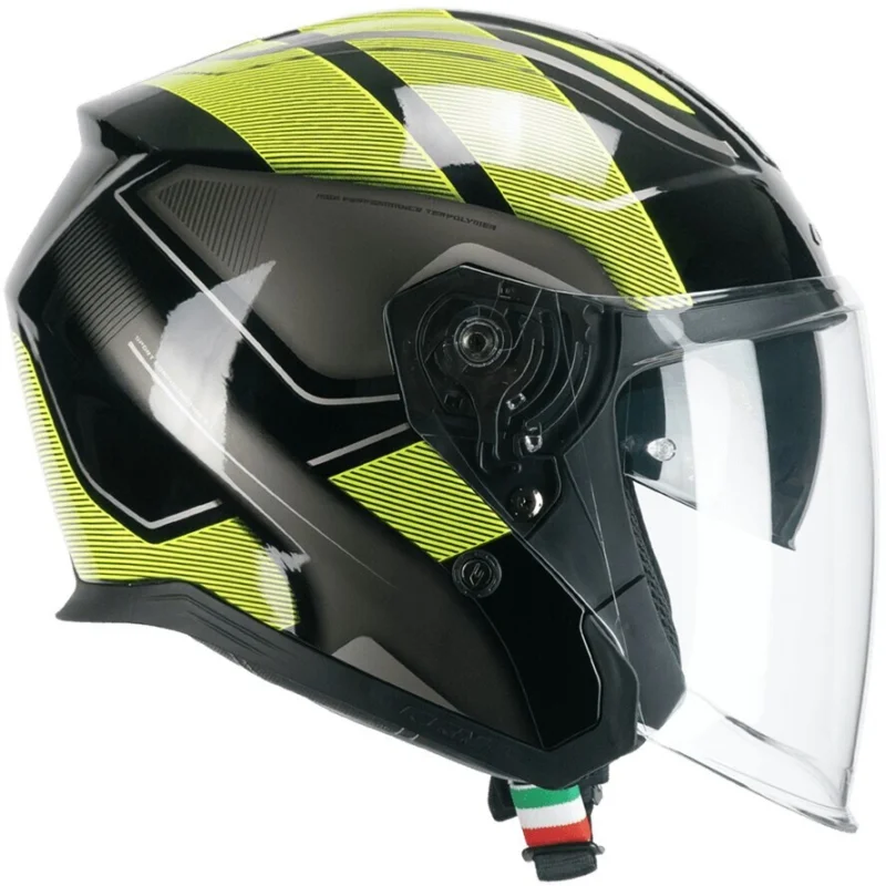 CGM 136G RNA SPORT Jet Motorcycle Helmet Black Fluorescent Yellow Economico