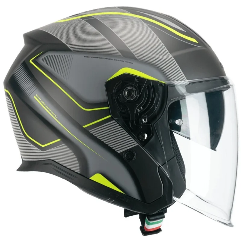 CGM 136G RNA SPORT Jet Motorcycle Helmet Grey Fluorescent Yellow Matt Consegna Rapida