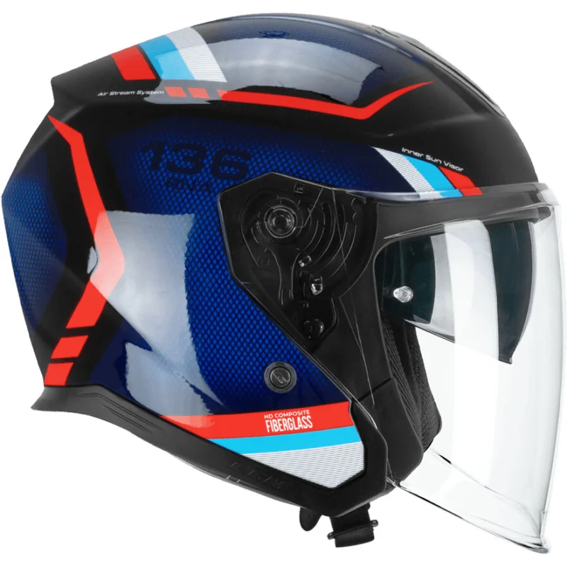 Promo Stagionale CGM 136M RNA FIBRA RIDE Jet Motorcycle Helmet Black Blue Red