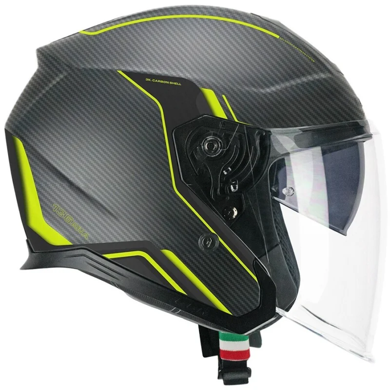 Occasione Imperdibile CGM 136X RNA PRO STREET Carbon Jet Motorcycle Helmet Fluorescent Yellow Matt