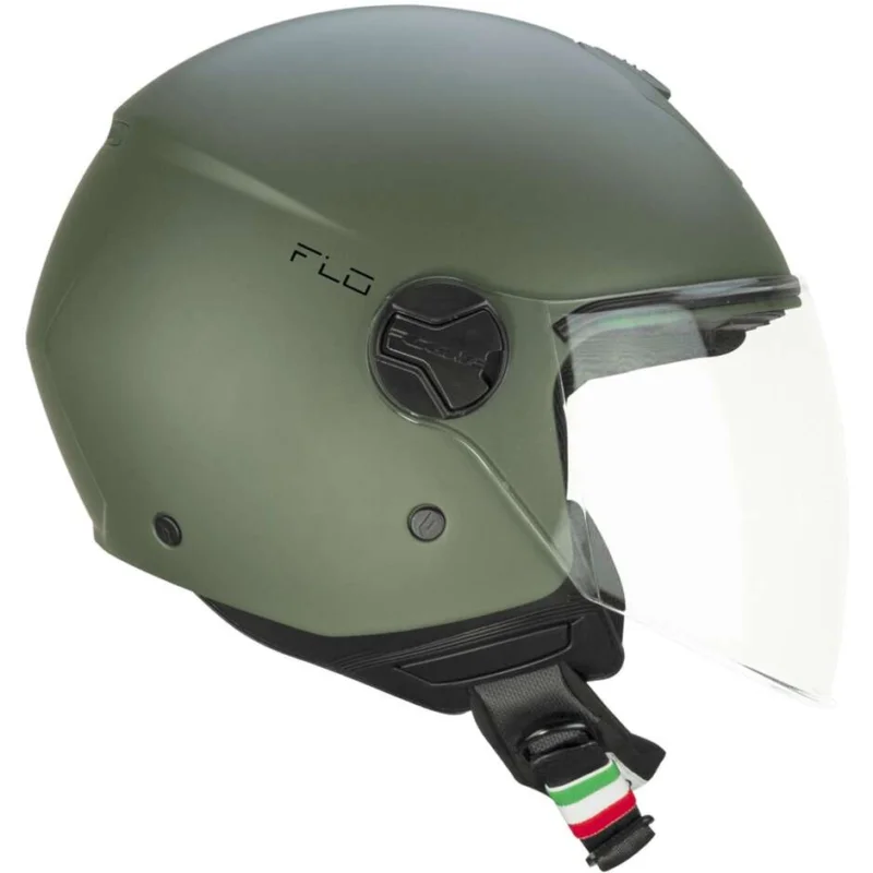 CGM 167A FLO MONO Jet Motorcycle Helmet Matt Green - Long Visor Prezzo Conveniente