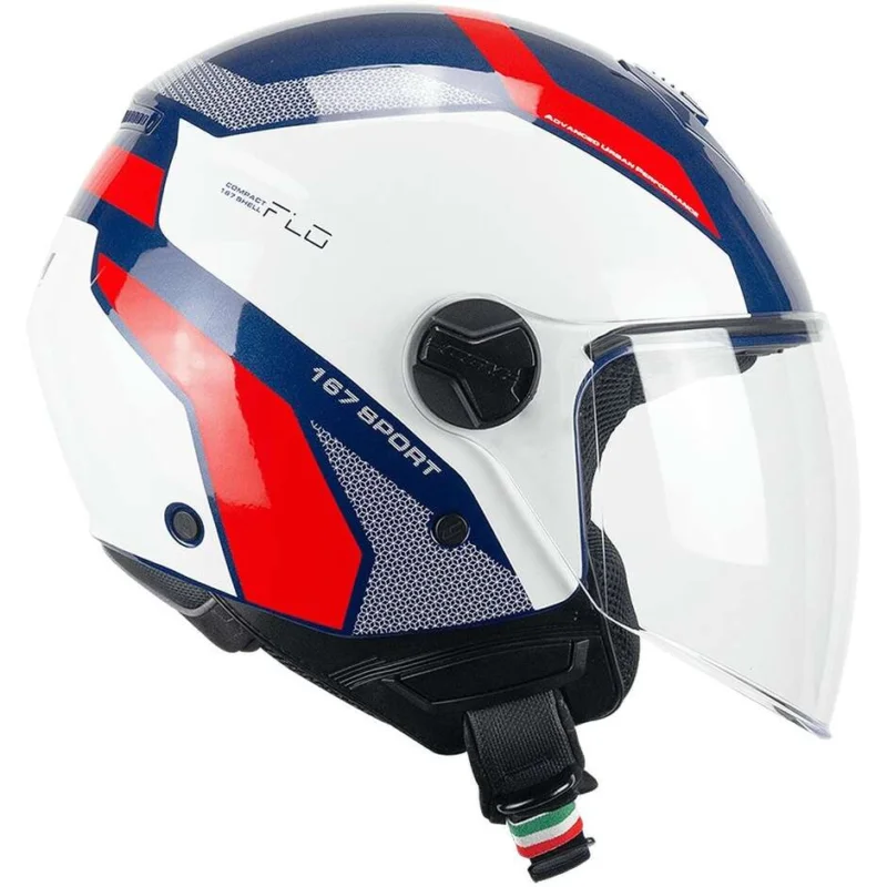 CGM 167D FLO SPORT Jet Motorcycle Helmet Blue White Red long Esclusivo